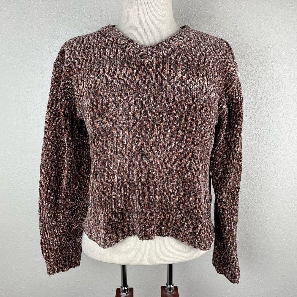 Carolyn Taylor Petite Cropped Long Sleeve Sweater Top EUC